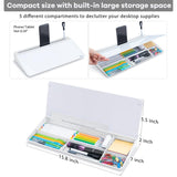 Varhomax Tempered Glass Desktop Whiteboard Organizer with Storage Compartments & Phone Holder for Office Productivity