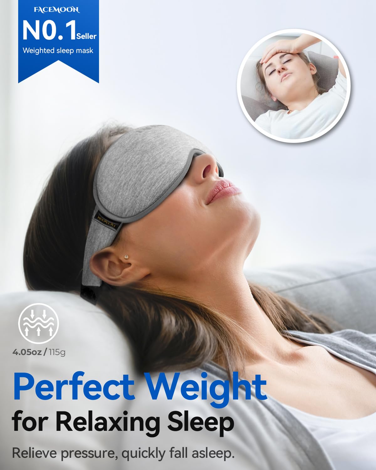Weighted 3D Sleep Eye Mask with Microbeads – 100% Light Blocking Travel Mask with Earplugs for Deep Sleep, Meditation & Long Flights