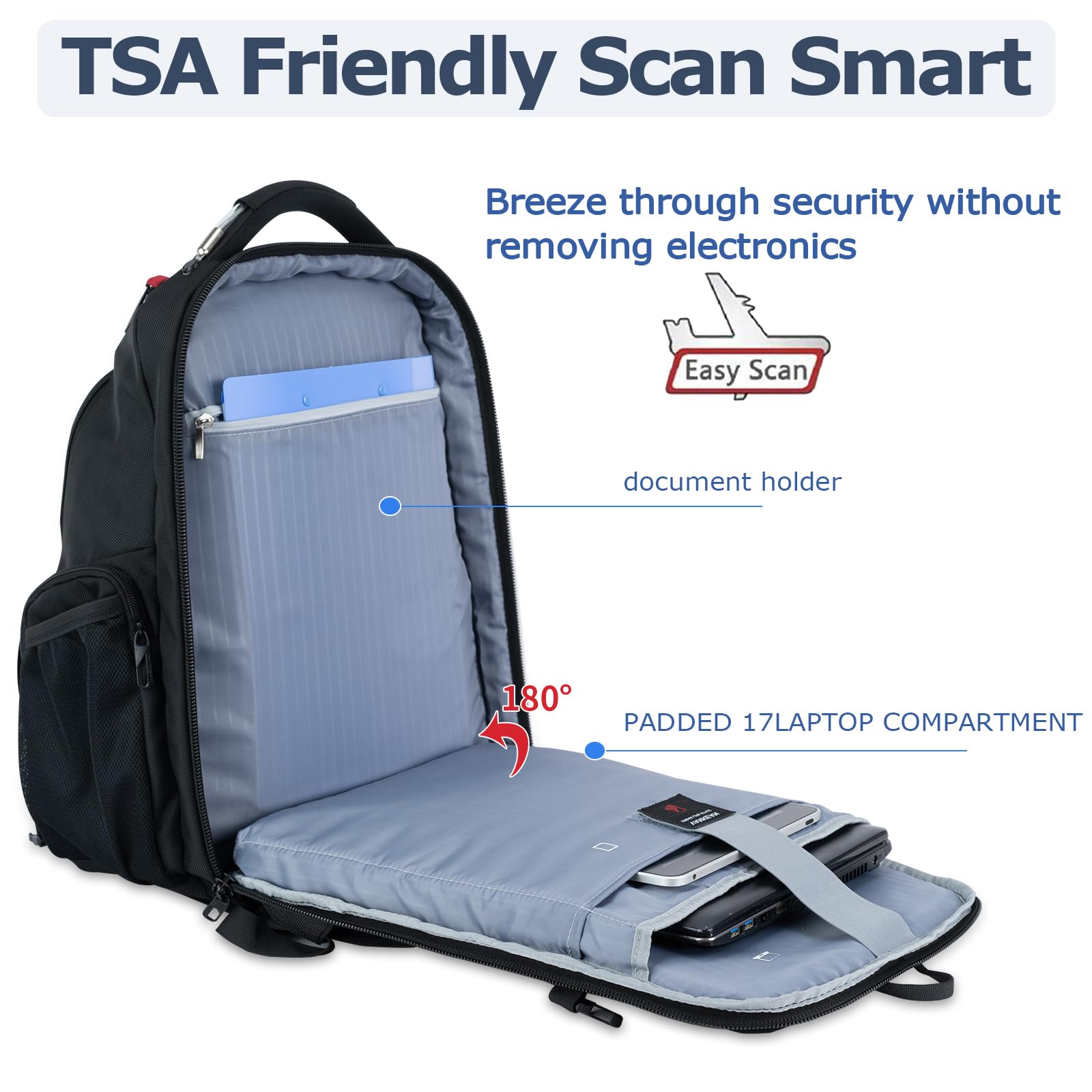 VANKEAN 17.3” TSA-Friendly Anti-Theft Laptop Backpack with RFID & USB Charging – Extra Large – Black