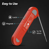 Ultra-Fast Instant Read Meat Thermometer – Waterproof Digital Food Thermometer with Auto-Flip Display