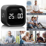 Rotating Pomodoro Timer Cube 2-Pack with Gravity Sensor, Preset 5/10/25/50 Min, Custom Countdown & Stopwatch, Silent Vibration Desk Timer for Work, Study & Kitchen – Black