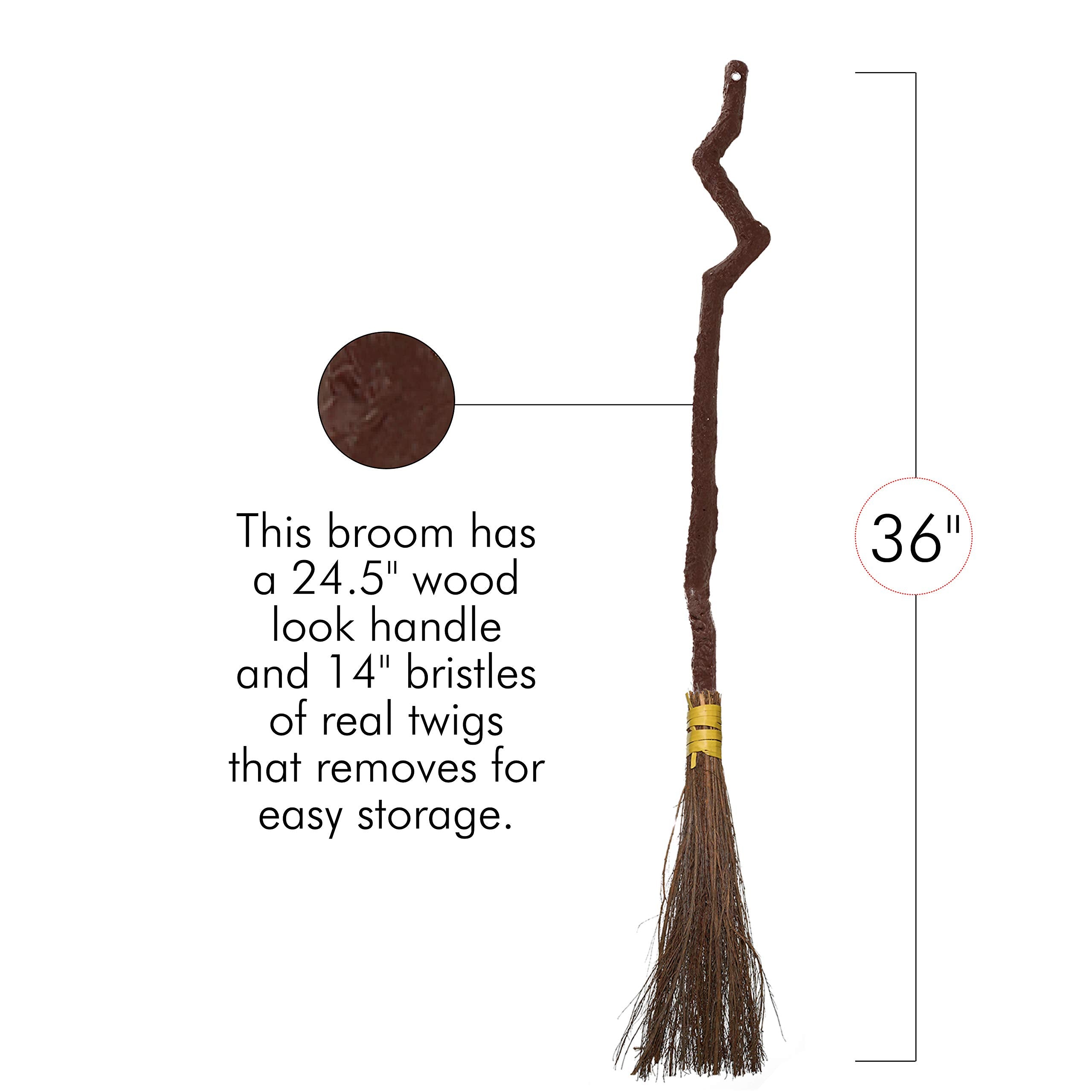 Brown Witch’s Besom Broom – Classic Halloween Witch Accessory by Skeleteen
