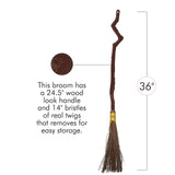 Brown Witch’s Besom Broom – Classic Halloween Witch Accessory by Skeleteen