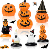 Mini Halloween Pumpkin & Ghost Figurines Set – 7 Resin Garden Ornaments for Table, Cake & DIY Decor