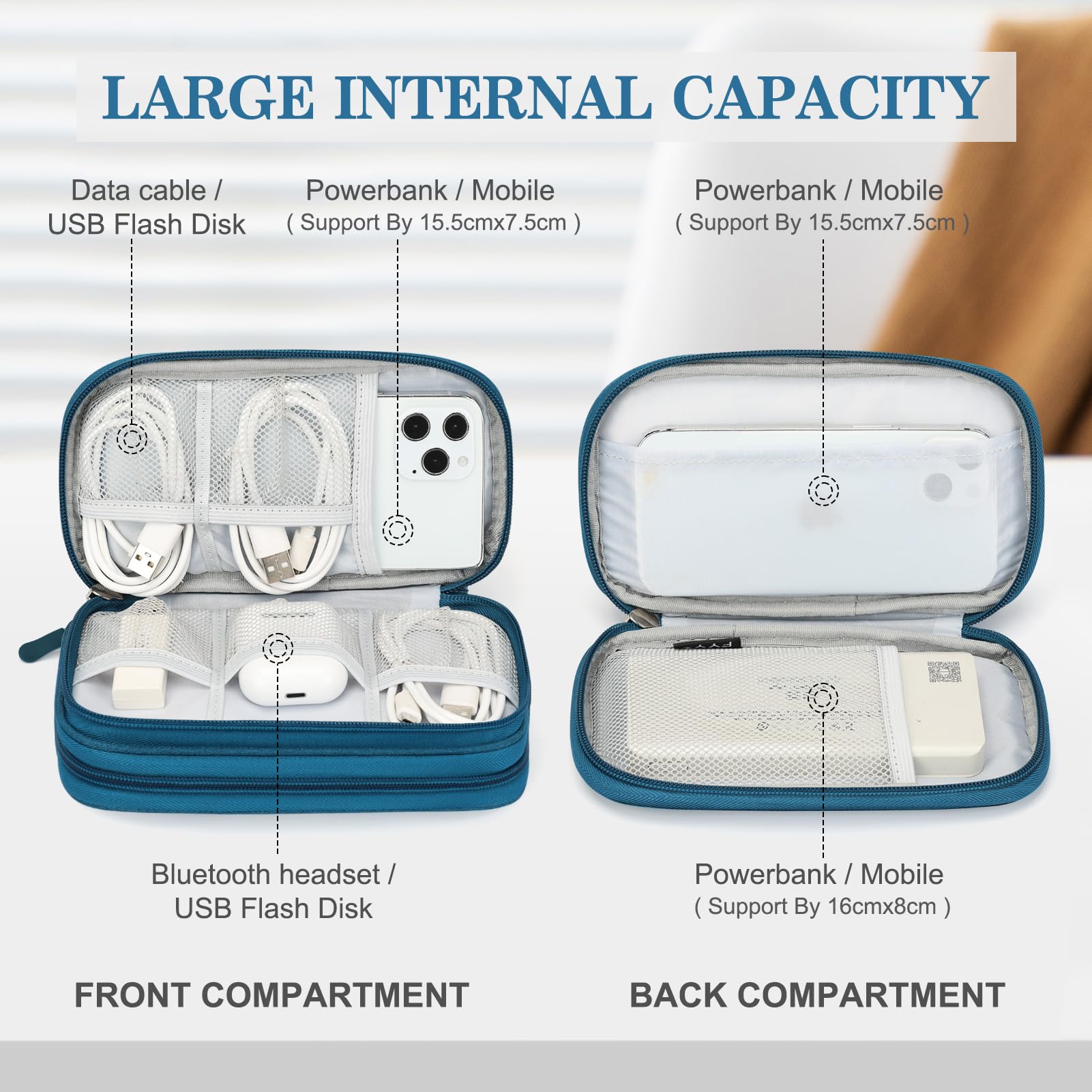 Travel Cable Organizer Case – Portable Electronic Accessories Storage Bag for Chargers, USB Cables, Power Banks & Gadgets