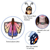 Women’s Butterfly Wings Costume Shawl – Red & Blue Fairy Cape with Antenna Headband for Halloween & Cosplay