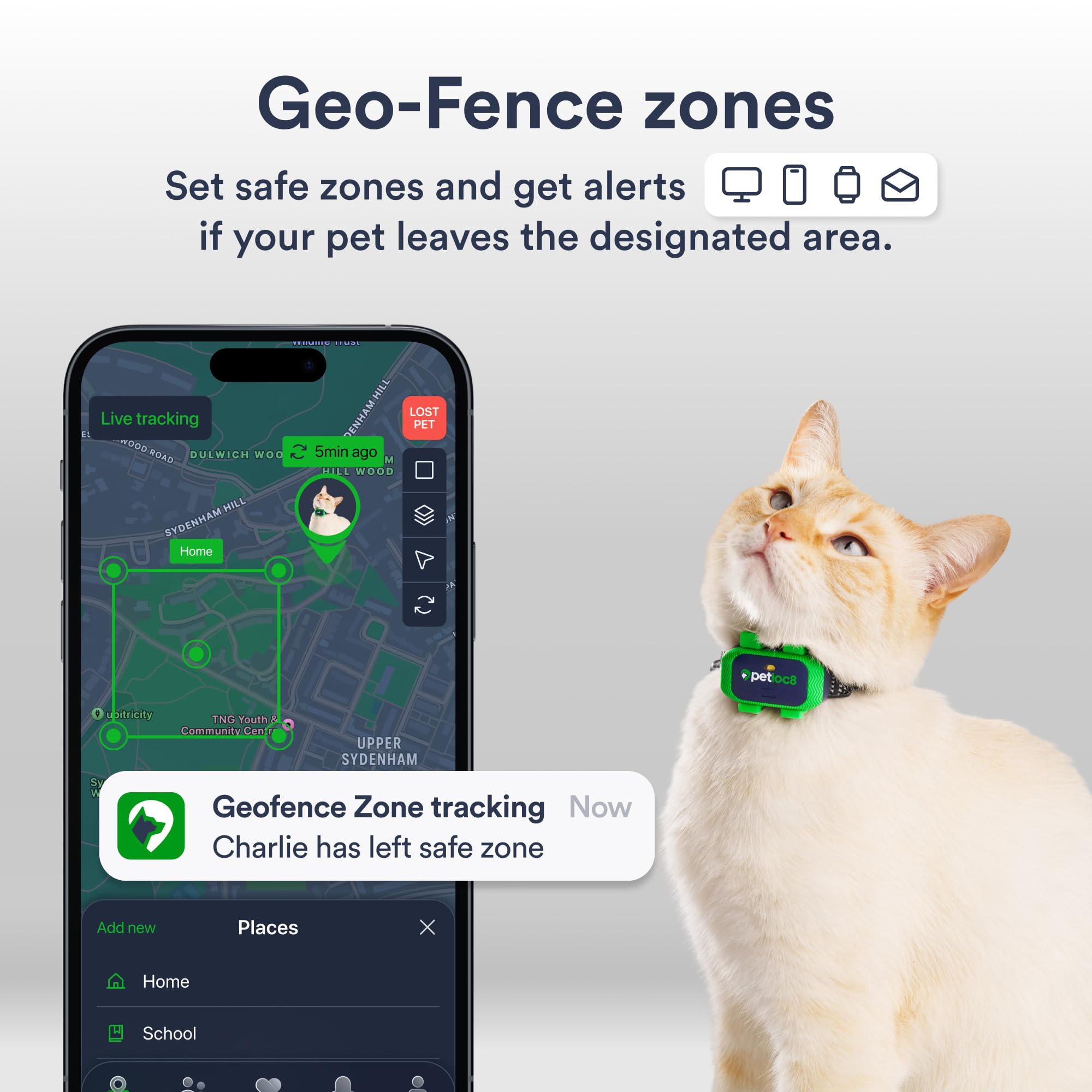 4G GPS Cat Tracker Collar Real-Time Location Waterproof Smart Pet Locator with Geo-Fence Alerts and App Control