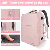 TAYGEER Women’s Carry-On Travel Backpack with USB Port & Shoe Compartment – TSA Approved – Amour Pink