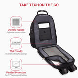 SwissGear 1900 ScanSmart 17” Laptop Backpack – TSA Lay-Flat RFID Secure Travel Tech Bag
