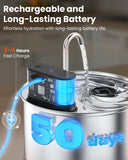 3L Stainless Steel Wireless Cat Water Fountain – 4000mAh Rechargeable with 3 Flow Modes & 5-Layer Filtration