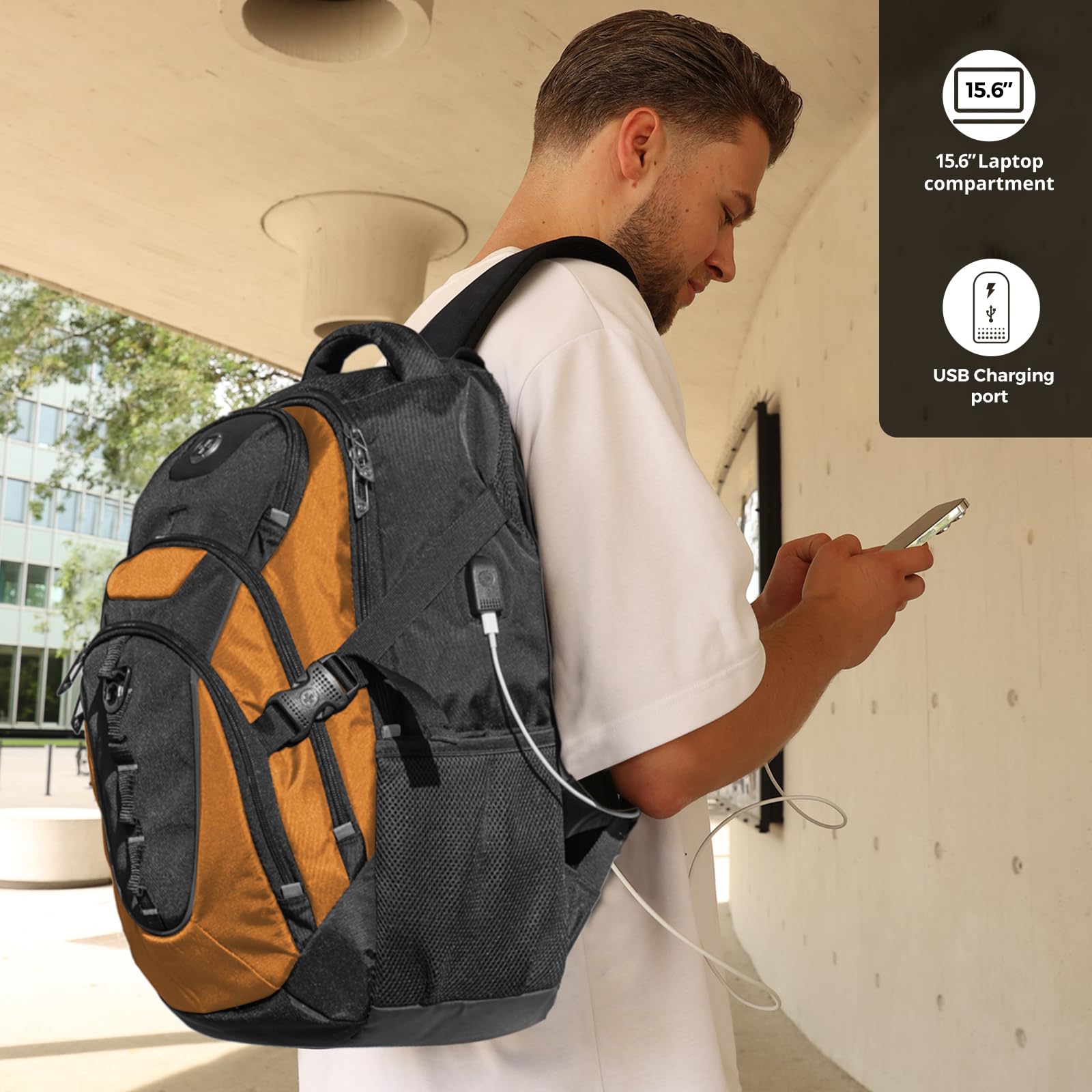 Swissdigital Design Laptop Backpack with USB-C Charging Port and RFID Protection, 31L Daily Travel Bag