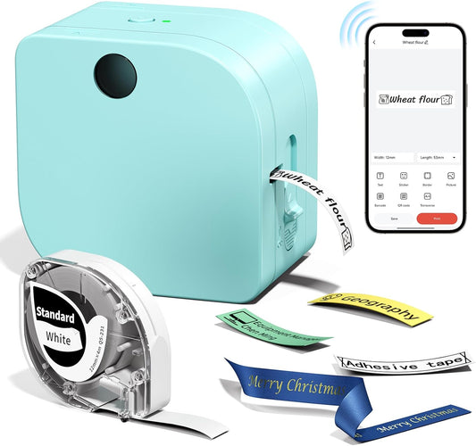 Green Bluetooth Mini Label Maker with Tape
