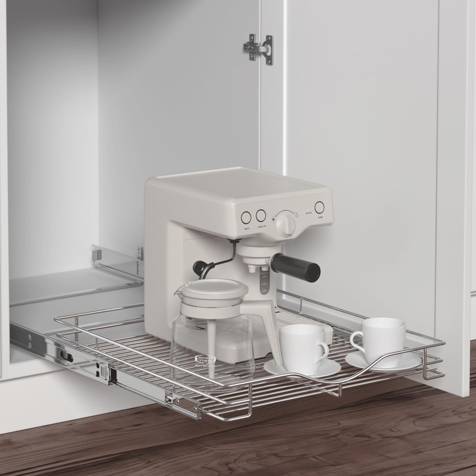 DINDON Slim Chrome Pull-Out Cabinet Drawer – Compact Single-Tier Slide-Out Organizer for Narrow Kitchen Cabinets
