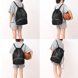 LOKAPEGY Waterproof Drawstring Gym Backpack – Lightweight Sports Cinch Bag with Shoe Compartment (Black)