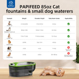2.5L Stainless Steel Cat Water Fountain with LED Water Level Window, USB Powered Quiet Pump & Waterproof Silicone Mat – Green