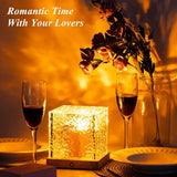 16-Color Ocean Wave Light Projector Cube with Wooden Base – Romantic Crystal Night Light (Ocean Wave Edition)