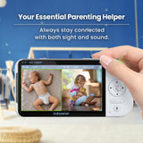 Full HD Baby Monitor with 5.5" Screen & Split-Screen Cameras – Secure Non-WiFi Video Baby Monitor with Night Light