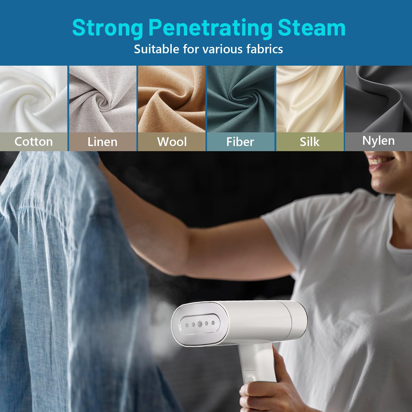 KEENSTAR Foldable Handheld Garment Steamer 1200W Fast Heat Portable Wrinkle Remover with Detachable Tank