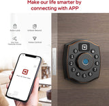 5-in-1 Smart Fingerprint Door Lock with Keypad, Bluetooth App & IC Card Access, Weatherproof Digital Deadbolt for Front Door Security