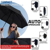 Compact Automatic Windproof Travel Umbrella – Waterproof UV Protection Folding Umbrella (Black)