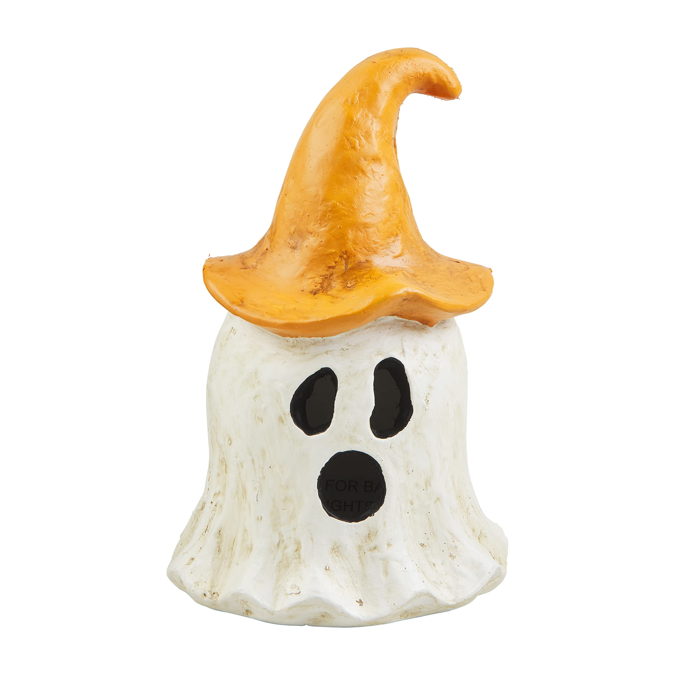 Orange Ghost Witch Lantern – Hand-Painted Papier-Mâché Halloween Tabletop Decoration (Orange Hat)