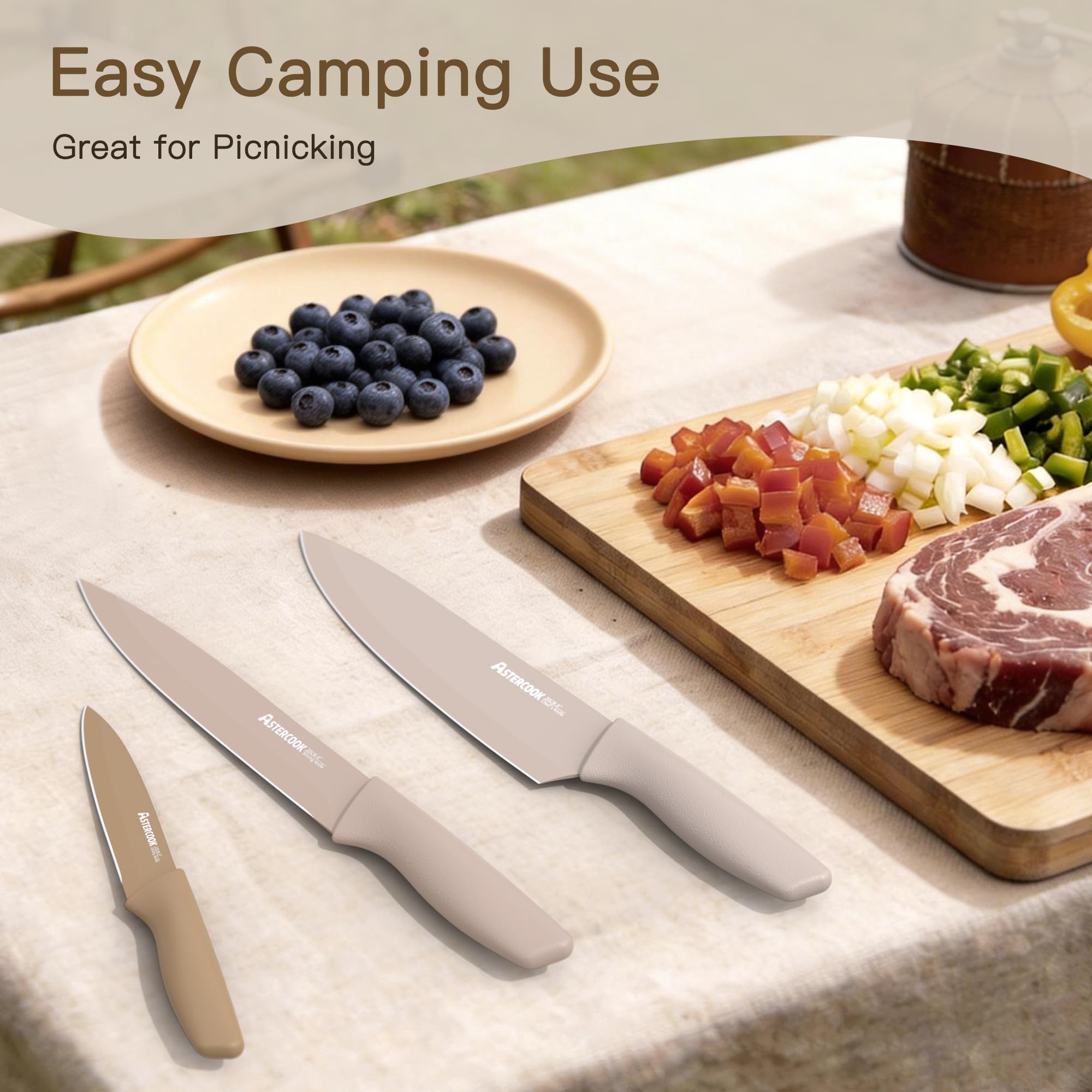 7-Piece Kitchen Knife Set with Blade Guards – Chef, Santoku, Bread & Utility Knives