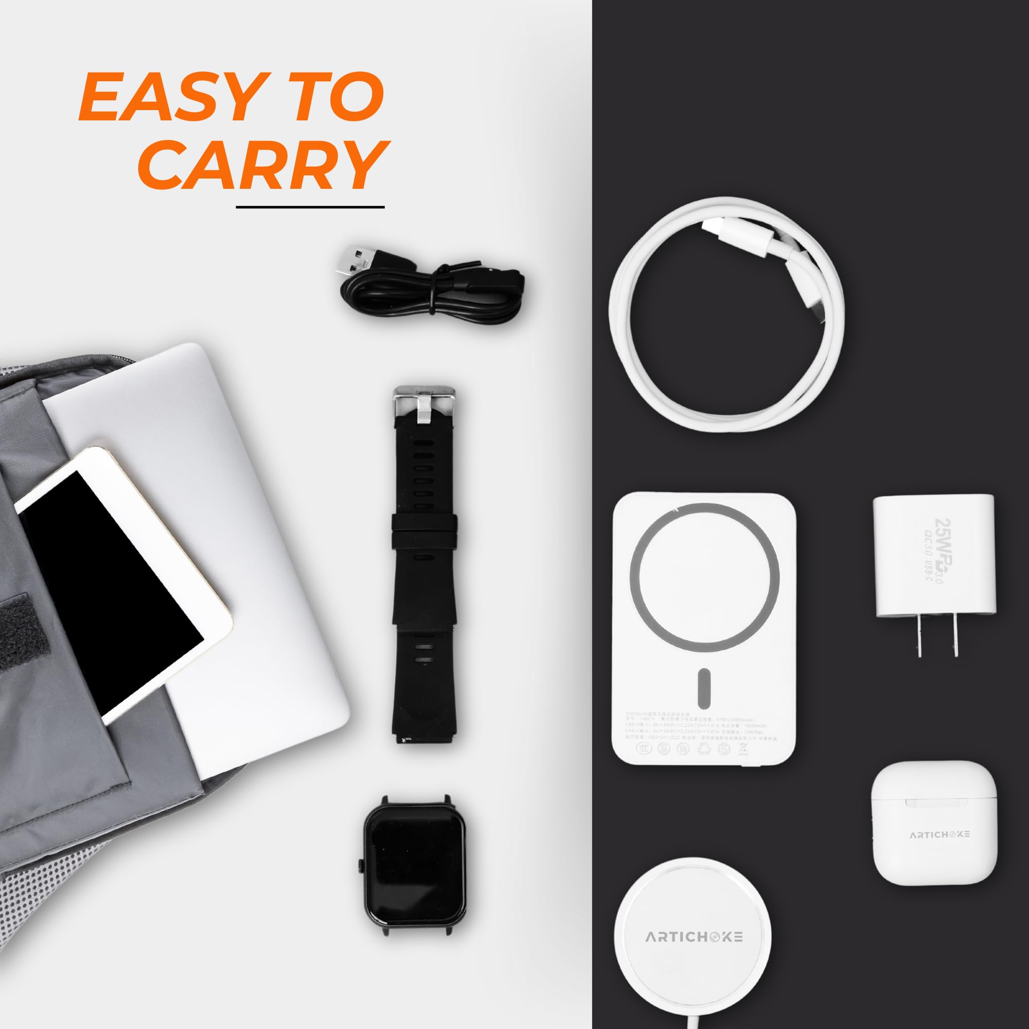 6-in-1 Tech Gift Set with Smartwatch, Magnetic Power Bank & TWS Earbuds – Wireless Charging Gadget Bundle White