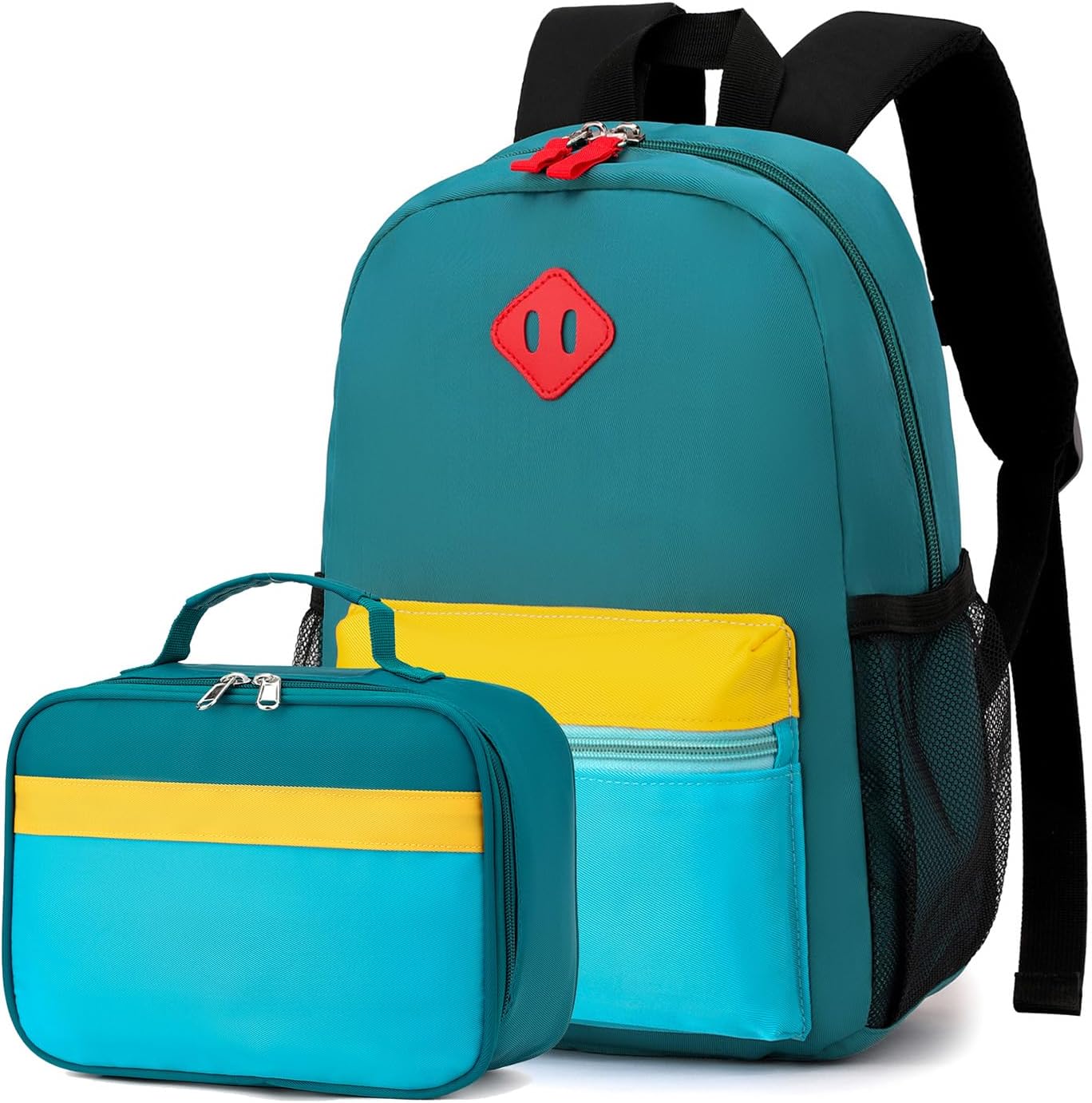 Black Grey Kids Backpack Set with Insulated Lunch Bag