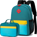 Black Grey Kids Backpack Set with Insulated Lunch Bag