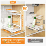 PXRACK Under Sink Organizer 2-Pack – Adjustable Height 2-Tier Pull-Out C-Shape Cabinet Storage for Kitchen & Bathroom