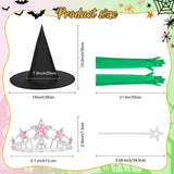 Green & Pink Witch Costume Accessory Set – Glitter Crown, Star Wand, Witch Hat & Gloves 💚🌸✨