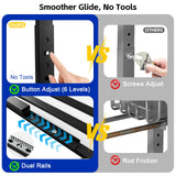 Heavy-Duty Under Sink Organizer with Dual-Rail Ball Bearings – 2-Tier Adjustable Pull-Out Storage, No-Drill Installation (Matte Black, 2-Pack)