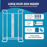 Performore Wall-Mount Glove & Tissue Box Holder – Large Capacity Wire Rack Dispenser for Medical & Professional Use (White)