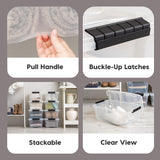 IRIS USA 13 Qt Clear Plastic Storage Box with Latches & Pull Handle – Stackable BPA-Free Organizer (6-Pack)