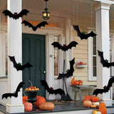 12PCS 3D Hanging Bats with Glowing Eyes – Waterproof Outdoor Halloween Decorations with 15 Pairs of Fluorescent Eye Stickers