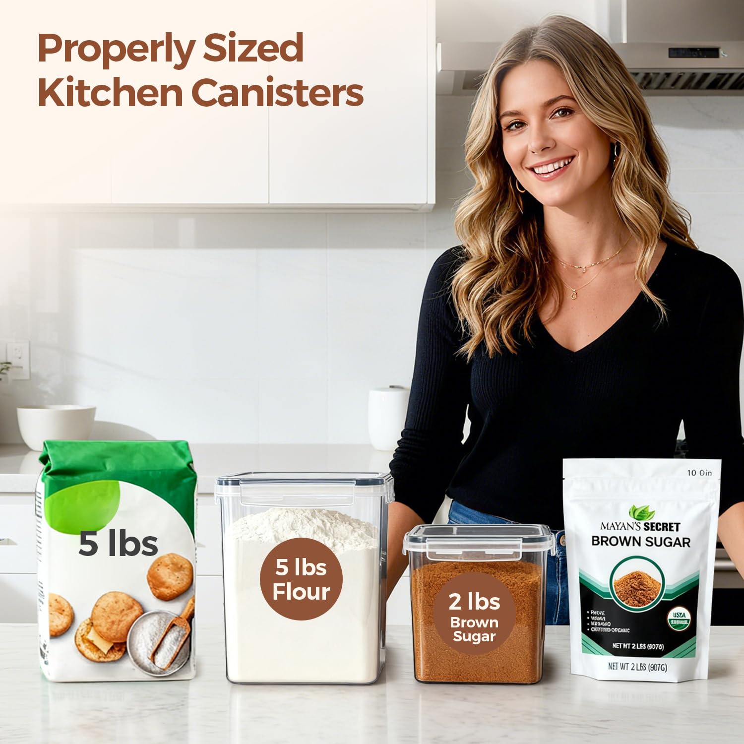 Airtight Flour & Sugar Storage Container Set – 3-Piece Stackable Pantry Organization System