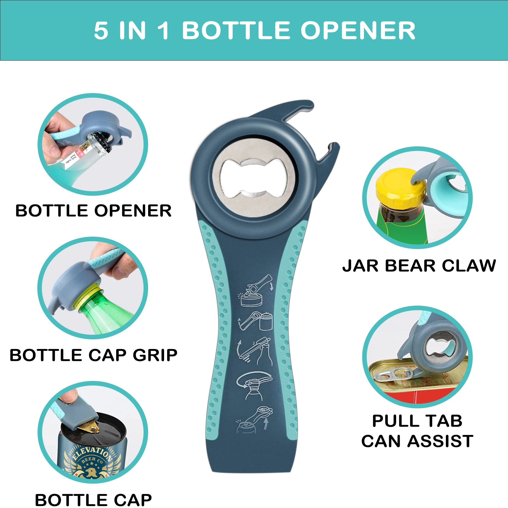 Multi-Function Jar & Bottle Opener Set for Weak Hands – Ergonomic, Non-Slip Kitchen Aid