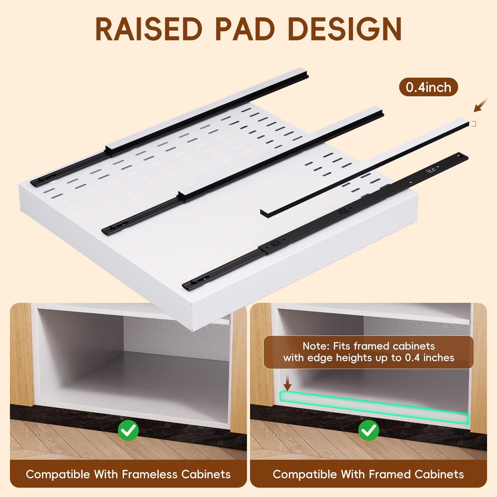 Onedream Adjustable Pull-Out Cabinet Organizer – 2 Pack Slide-Out Drawers (White)