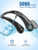 Rechargeable Bladeless Neck Fan – 360° Wearable Cooling Fan with 3 Speeds & 5000mAh Battery