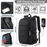 AMBOR Anti-Theft Travel Laptop Backpack – Water-Resistant Business Work Backpack with USB Charging Port, Fits up to 17.3” Laptops (Black)