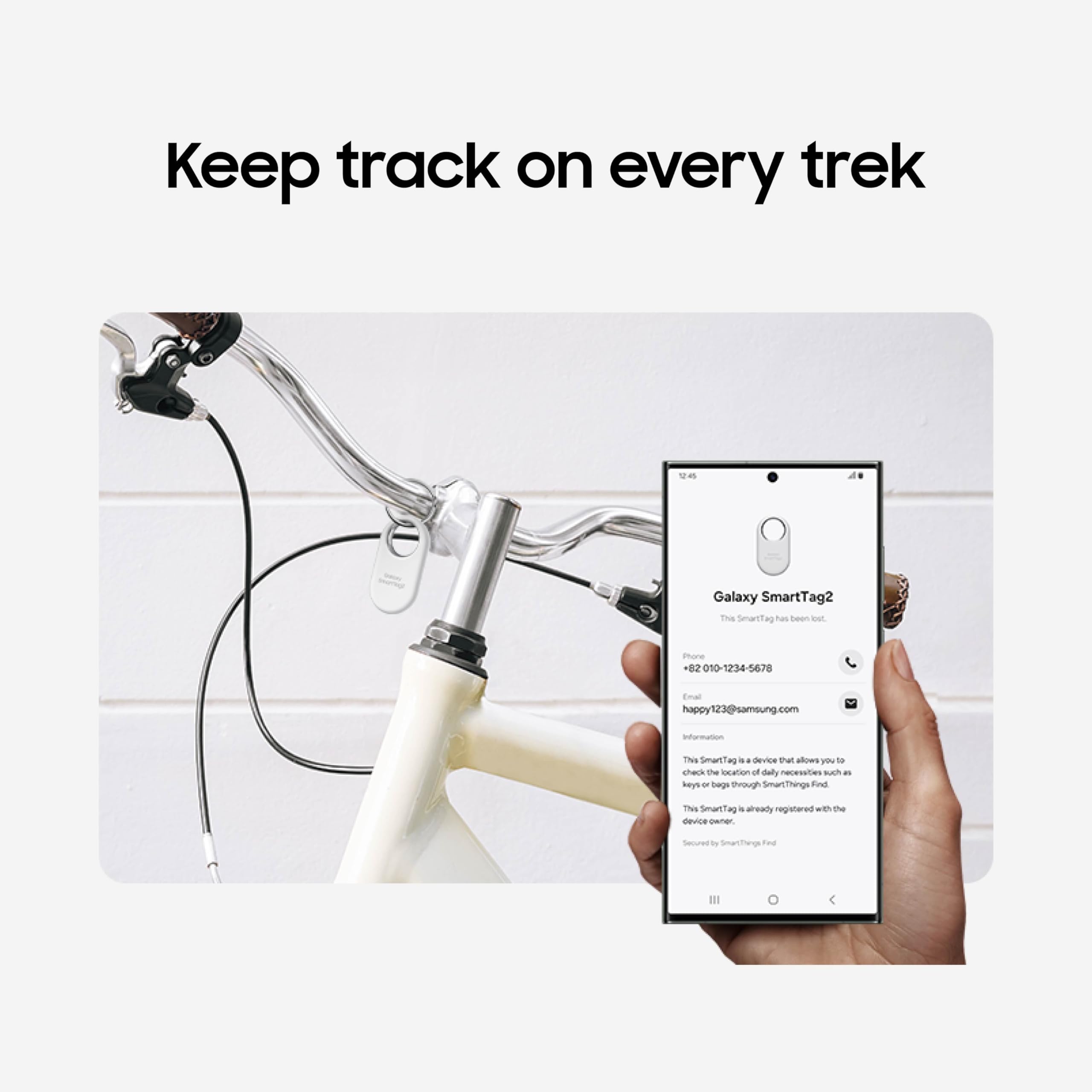 Samsung Galaxy SmartTag2 Bluetooth Tracker, SmartThings Find Compatible Item Locator with 500-Day Battery & Waterproof Design – White