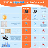 WINCHY Portable Door Lock – Heavy-Duty Stainless Steel Travel Security Lock for Hotels, Apartments & Bedrooms (Black)