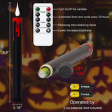 Black Flameless Taper Candles with Remote – 4 Pack Drip Wax LED Candlesticks, Timer & Flickering 3D Flame Design for Halloween Decor