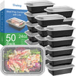 Dealusy 24oz Meal Prep Containers with Lids – 50 Pack Reusable Leakproof Food Containers