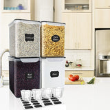 10-Piece Airtight Pantry Storage Containers Set – BPA-Free Stackable Dry Food Canisters with Labels & Measuring Cups (Black)