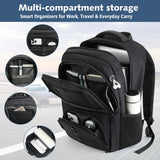 30L Carry-On Travel Laptop Backpack with USB Cable Port & Reflective Safety Design – Fits 17.3” – Black