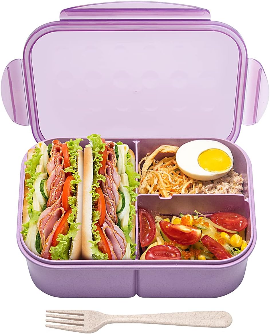 Purple 1150 ml 3-Compartment Bento Lunch Box