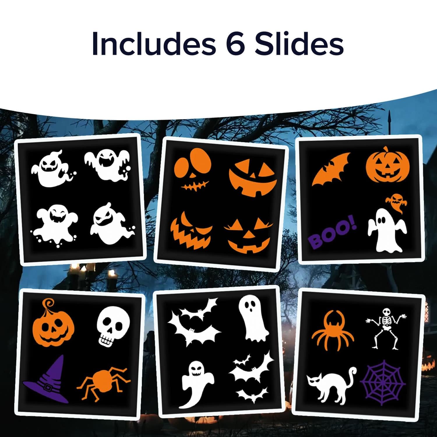 Star Shower Halloween Slide Show Projector – Orange LED Motion Light Display for Outdoor Haunted Decor