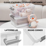 Clear White Stackable Storage Bins with Lids – 17 Qt Heavy-Duty Home Organization Set (6 Pack)