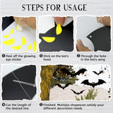 Halloween Hanging Bats Decorations – 20 PCS Set with Glowing Eyes & Fishing Line (3 Sizes Included)